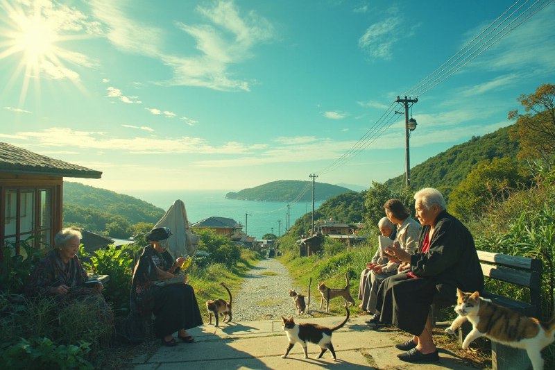 🇯🇵 Остров, где большинство жителей - коты и пенсионеры...